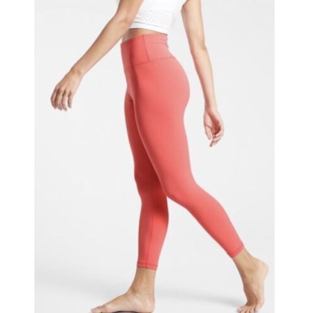 NWT Athleta Coral Petal Pink Transcend 7/8 Tight Leggings Yoga Wicking Dance - Picture 6 of 12